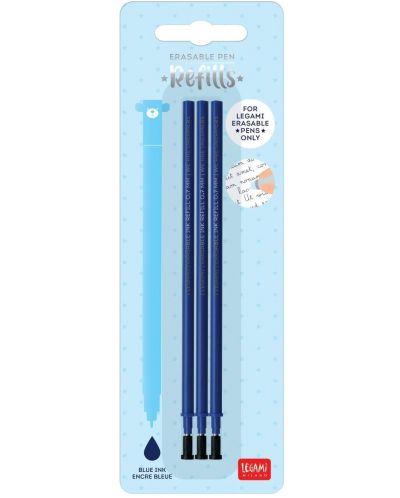 Комплект пълнители за гел химикалки Legami - 3 броя, сини - 1