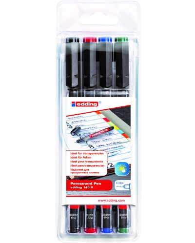 Комплект перманентен маркери Edding 140 - 4 цвята, S - 1