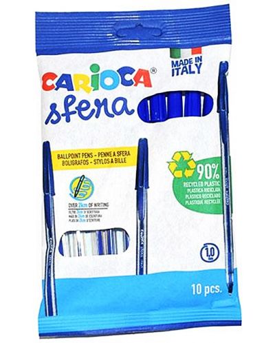 Комплект химикалки Carioca Sfera - 10 броя, сини - 1