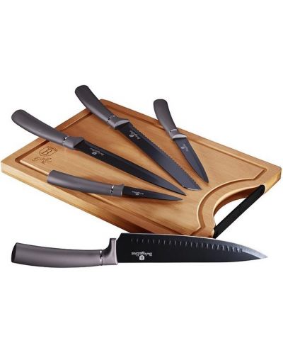 Комплект от 5 ножа и дъска за рязане Berlinger Haus - Metallic Line Carbon Pro Edition - 1