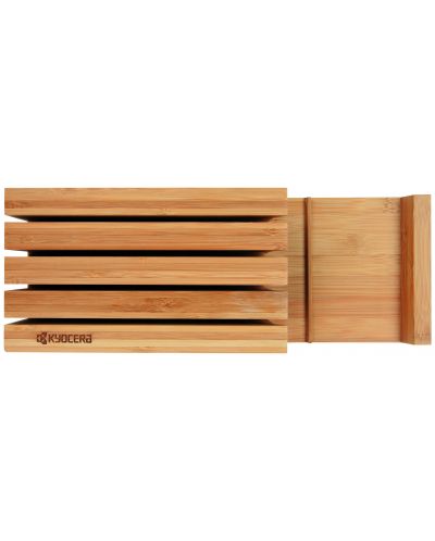 Комплект керамични ножове KYOCERA - С бамбуков блок, черни - 2