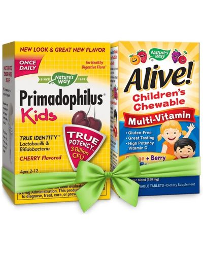 Комплект Nature's Way - Primadophilus Kids & Alive Multi-Vitamin, 2 х 30 таблетки - 1