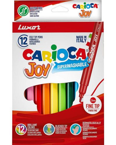 Комплект суперизмиваеми флумастери Carioca Joy - 12 цвята - 1