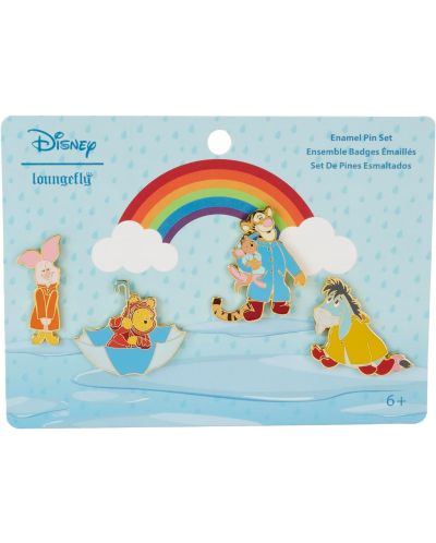 Комплект значки Loungefly Disney: Winnie the Pooh and Friends - Rainy Day - 1