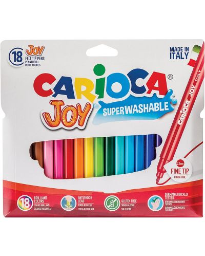Комплект суперизмиваеми флумастери Carioca Joy - 18 цвята - 1