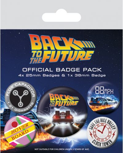 Комплект значки Pyramid Movies: Back to the Future - Delorean