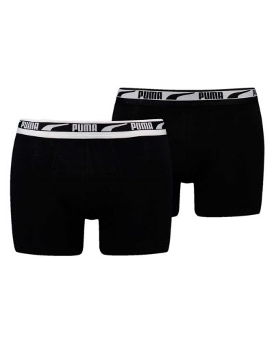 Комплект мъжки боксерки Puma - Logo Boxer, 2 чифта, черни - 1