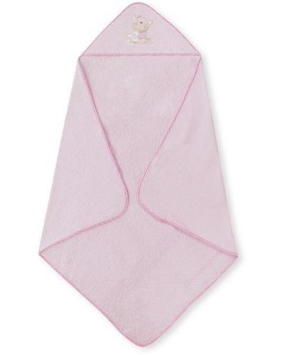 Комплект бебешка хавлия с гребен и четка Interbaby - Love you Pink, 100 x 100 cm - 2