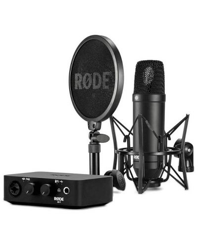 Комплект от микрофон и аудио интерфейс Rode NT1+AI - черен - 1