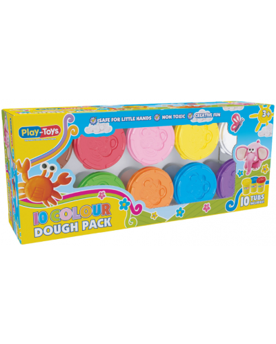 Комплект моделин Play-Toys - 10 цвята, 300 g - 1