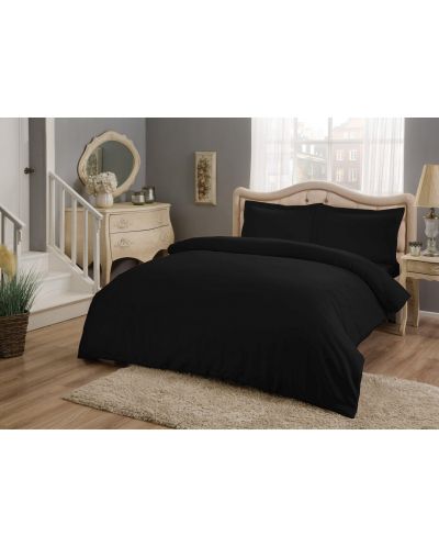 Комплект за спалня TAC - Basic Black, 100% памук, сатениран - 1