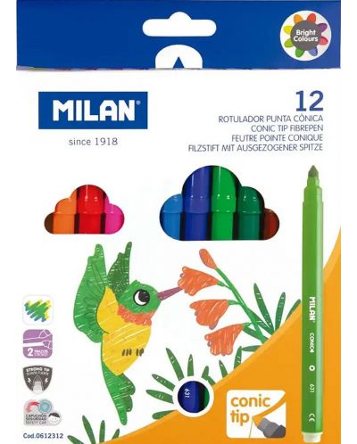 Комплект флумастери Milan Conic - 12 цвята