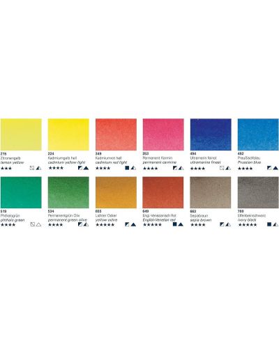 Комплект акварелни бои Schmincke - Horadam, 12 цвята, с четка Da Vinci - 3