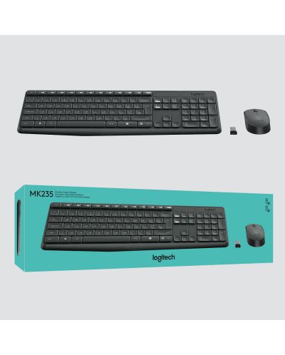 Комплект мишка и клавиатура Logitech - MK235,безжичен, тъмносив - 6