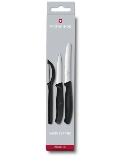 Комплект от 2 ножа и белачка Victorinox - Swiss Classic, черни - 6