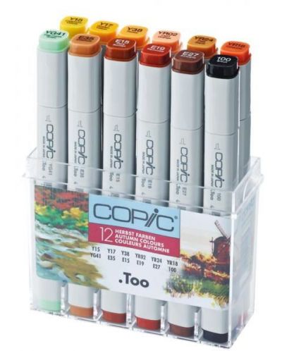 Комплект маркери Too Copic Classic - Есенни тонове, 12 цвята - 1