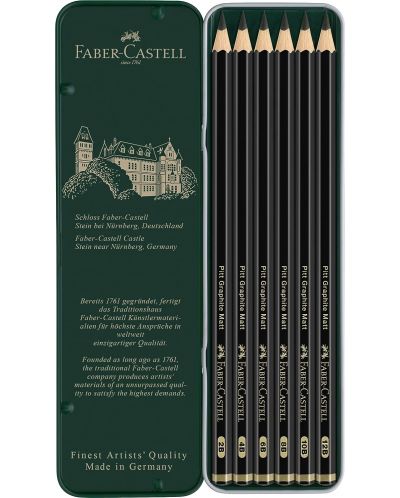 Комплект графитни моливи Faber-Castell Pitt - Matt, 6 броя - 4