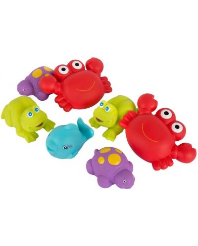 Комплект играчки за баня Playgro - Морски животни, за момче, 7 броя - 1