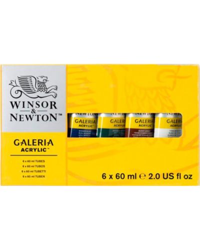 Комплект акрилни бои Winsor & Newton Galeria - 6 цвята, 60 ml - 1