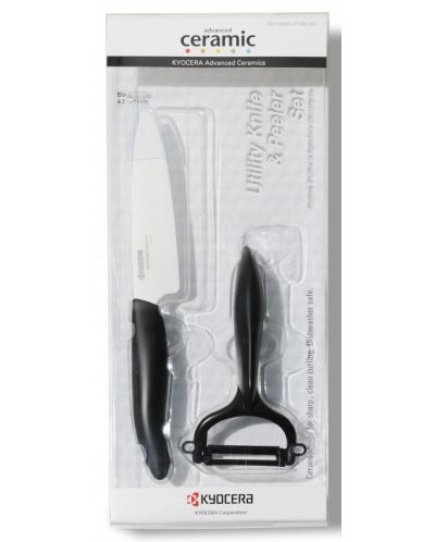 Комплект керамичен нож с белачка  Kyocera - черен, 11 cm - 2