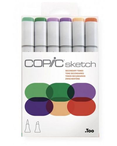 Комплект маркери Too Copic Sketch - Второстепенни тонове, 6 цвята - 1