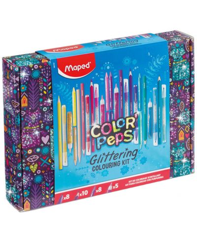 Комплект за оцветяване с блясък Maped Colorpeps Glitter - 31 части - 1