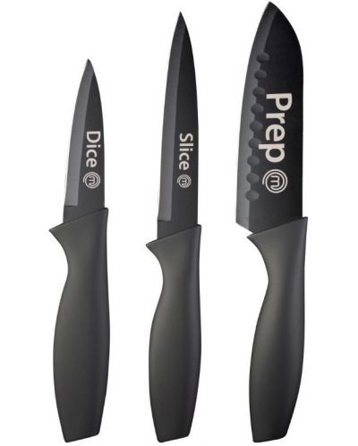 Комплект ножове MasterChef - 3 броя, стомана, PP-TPR, черен - 1