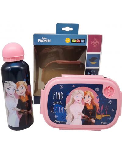 Комплект бутилка и кутия за храна Disney - Frozen, розов - 3