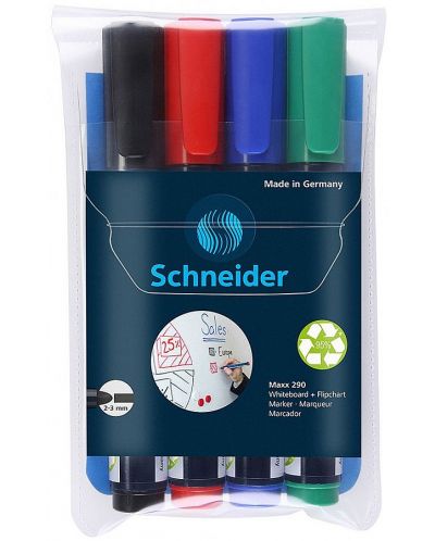 Комплект маркери за бяла дъска Schneider Maxx 290 - 4 цвята - 1