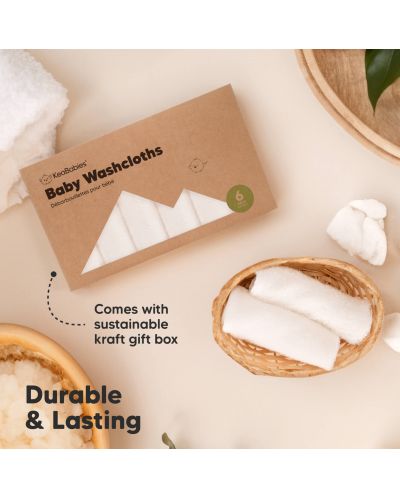 Комплект бебешки кърпи KeaBabies - Органичен бамбук, бели, 6 броя - 7