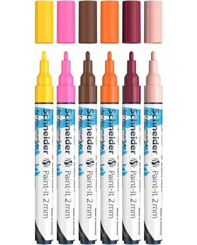 Комплект акрилни маркери Schneider Paint-It 310 - 2 mm, 6 цвята - 2
