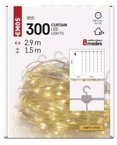 LED Лампички Emos - Nano Curtain MF, 300 броя, 2.9 х 1.5 m - 7