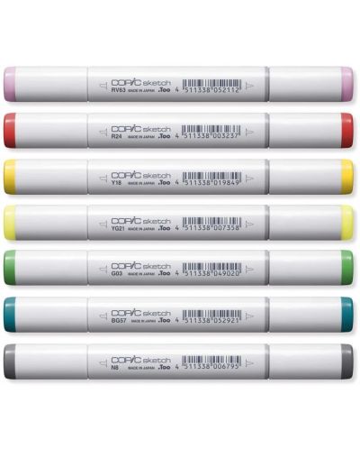 Комплект маркери Too Copic Sketch - Лимитирана колекция, Ярки тонове,  6+1 цвята - 3