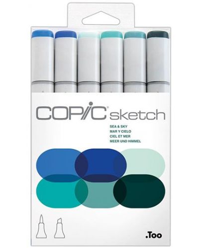 Комплект маркери Too Copic Sketch - Море и небе, 6 цвята - 1