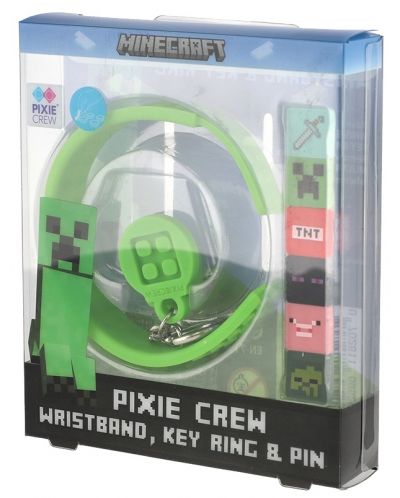 Комплект гривна с ключодържател и пинче Pixie Crew - Minecraft - 2
