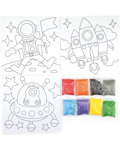 Комплект за рисуване с цветен пясък Andreu toys - Космос - 2