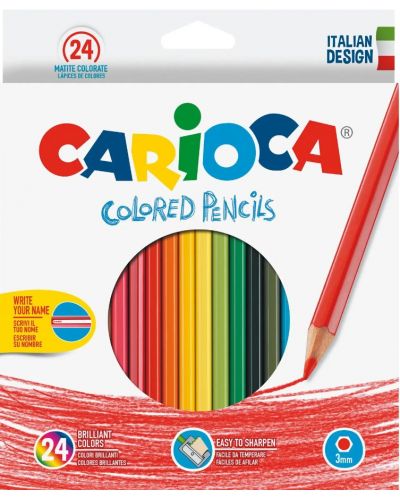 Комплект цветни моливи Carioca -  Brilliant Hexagon, 24 цвята - 1