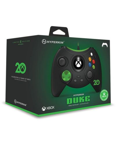 Контролер Hyperkin - Duke, Xbox 20th Anniversary Limited Edition, жичен, черен (Xbox One/Series X/S/PC) - 6