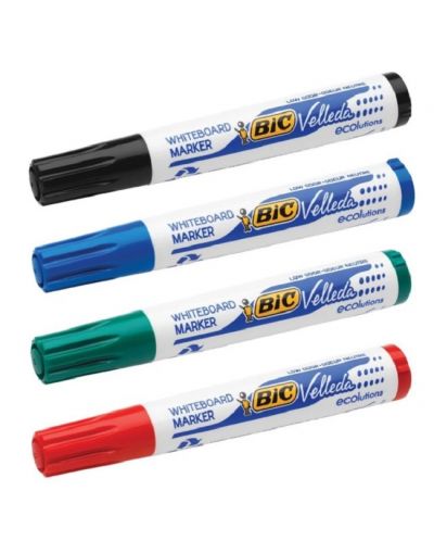Комплект маркери за бяла дъска BIC - Velleda, объл връх, 5 mm, 4 цвята - 3