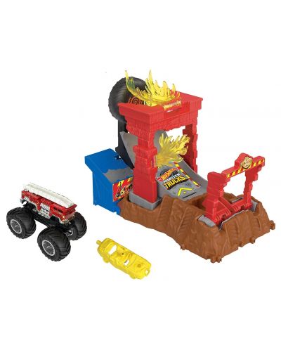 Комплект Hot Wheels Monster Trucks - Световна арена, Fire Crash Challenge - 2