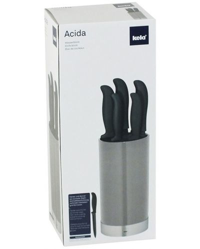 Комплект ножове с поставка Kela - Acida, 6 части, сиво и черно - 4
