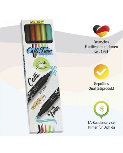 Комплект маркери Online Calli Twin - 5 цвята, в картонена кутия - 5