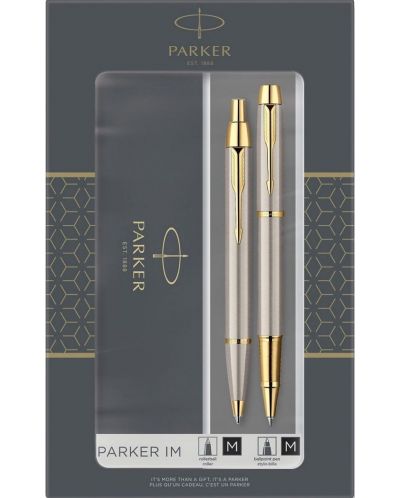 Комплект химикалка Parker IM Professionals - С ролер, златисто покритие, с кутия - 1
