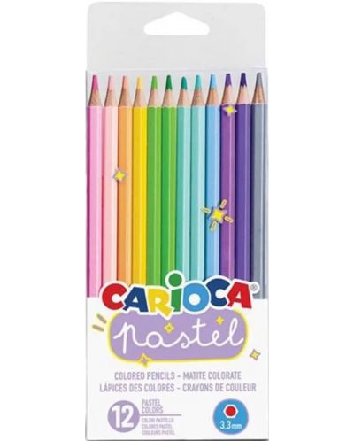 Комплект цветни моливи Carioca - Pastel, 12 цвята - 1