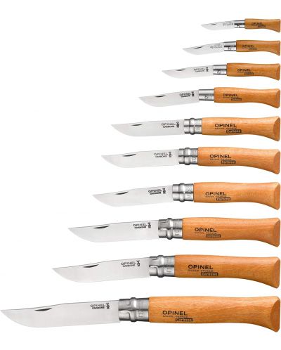 Комплект сгъваеми ножове Opinel Carbone - 10 броя, бук - 3