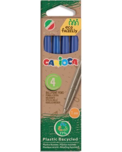 Комплект сини химикалки Carioca Eco Family, 4 броя - 1