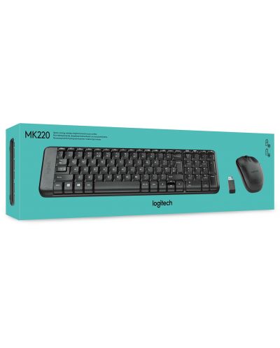 Комплект мишка и клавиатура Logitech - MK220, безжични, черен - 5