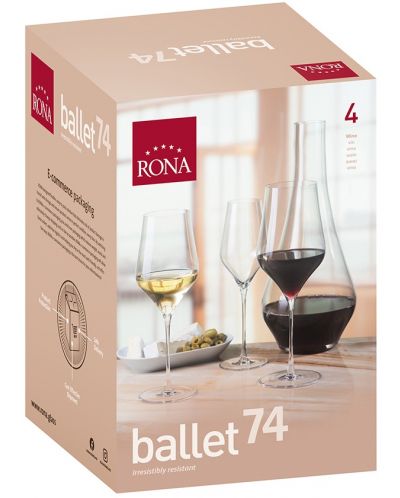 Комплект чаши за вино Rona - Ballet 7457, 4 броя x 520 ml - 2