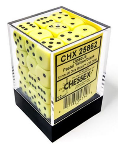 Комплект зарове Chessex Opaque Pastel - Yellow/black, 36 броя - 1