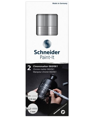 Комплект хром маркери Schneider Paint-It - 0.8 mm и 2.0 mm, с огледален ефект - 1